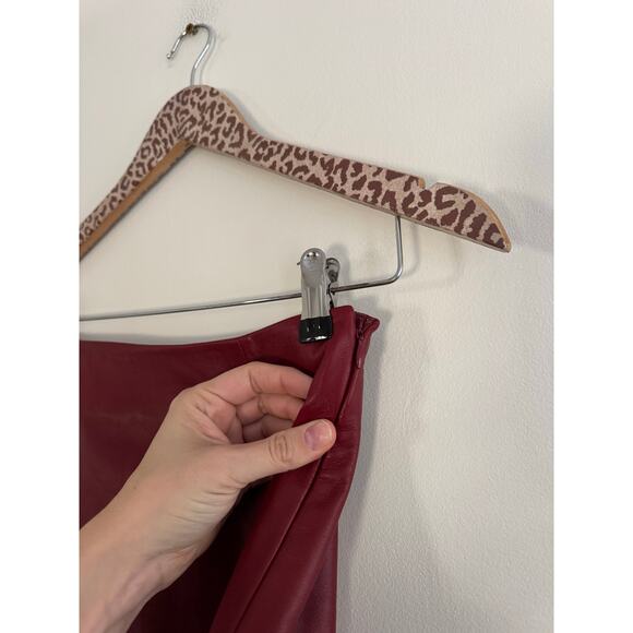 REFORMATION Veda Margie Crimson Red Leather Mini Skirt Size 4 - Picture 6 of 8